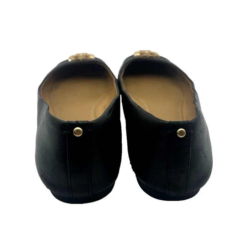 Tory Burch Everly Cap Toe Ballet Flat Old Money Closet Staple Black Size 8 1/2
